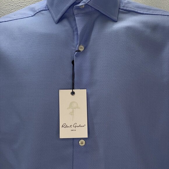NEW ROBERT GRAHAM Kane Long-Sleeve Button-Down Shirt – Light Blue – Size 16 - Picture 13 of 14